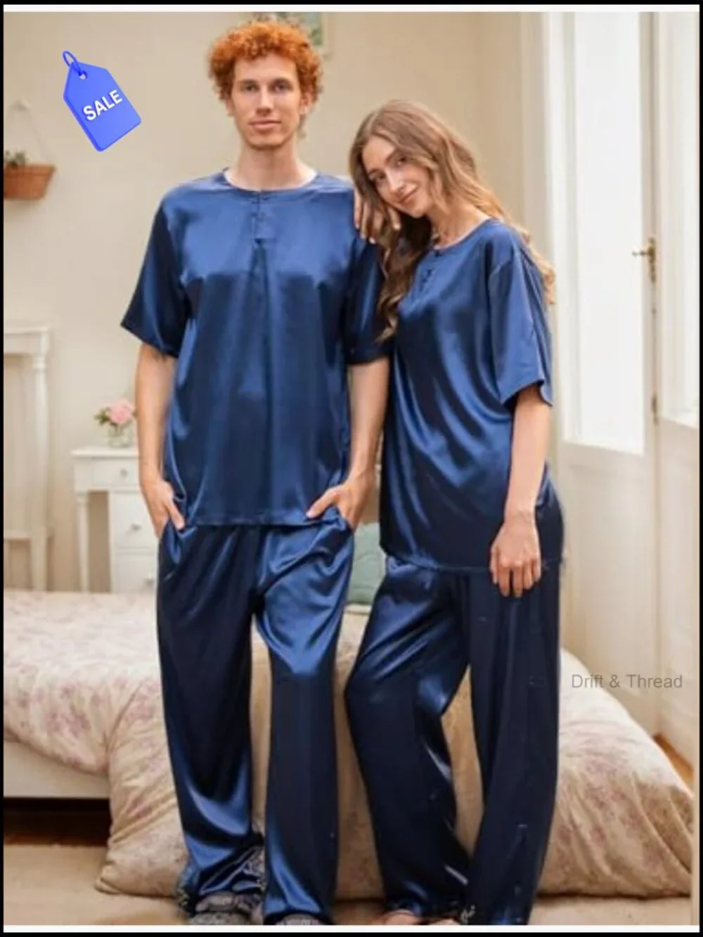 Men's Satin Pajama Set Short Sleeve with Long Pants
